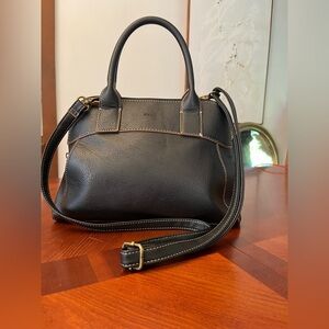 Roots Black Leather Handbag Crossbody Bag NWOT